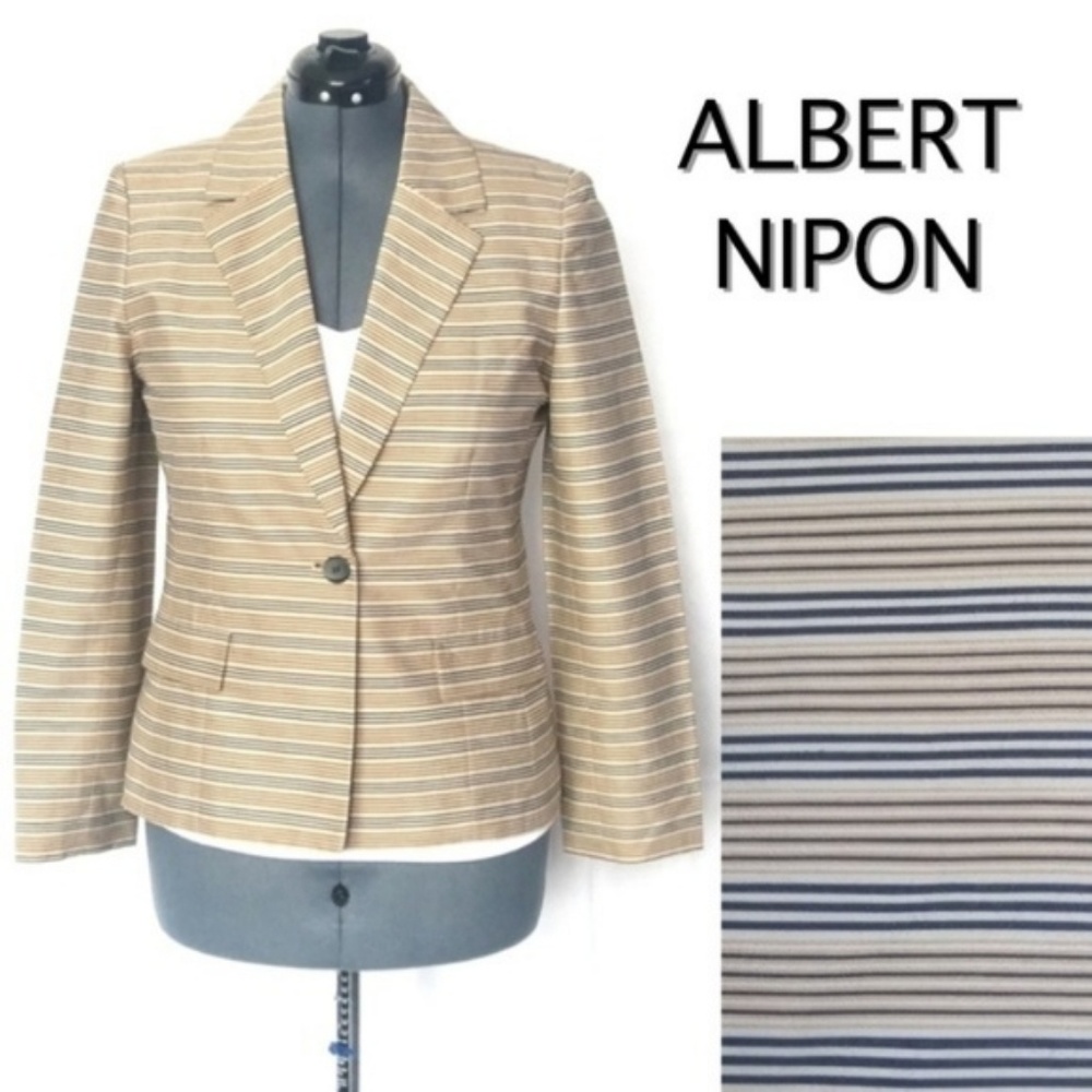 Linen Blend Striped Fitted Sport Blazer EUC